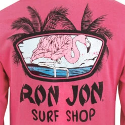 Ron Jon Flamingos Long Sleeve Tee -Ron Jon Surf Shop Sales d800x800 10031602042 ron jon flamingos fuchsia long sleeve tee back detail