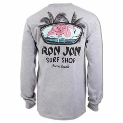 Ron Jon Flamingos Long Sleeve Tee -Ron Jon Surf Shop Sales d800x800 10031602092D heather grey ash ron jon flamingos long sleeve tee back