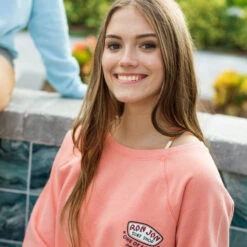 Ron Jon Ladies Classic Badge Crew Neck Pullover 11 Ron Jon Ladies Classic Badge Crew Neck Pullover -Ron Jon Surf Shop Sales d800x800 10360319606 melon ron jon ladies melon classic badge crew neck pullover lifestyle 1