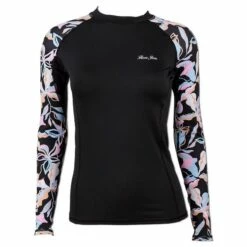 Ron Jon Womens Floral-Black Kailana Long Sleeve Rash Guard