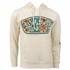Ron Jon Unisex Hibiscus Badge Pullover Hoodie -Ron Jon Surf Shop Sales d800x800 10420845014 bone ron jon hibiscus badge hoodie front