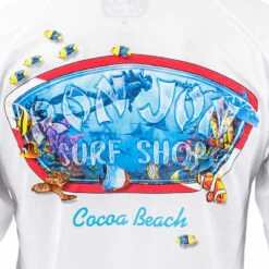 Ron Jon Dive Badge Long Sleeve Sun Shirt -Ron Jon Surf Shop Sales d800x800 10480436001 white ron jon dive badge ls sun shirt back graphic