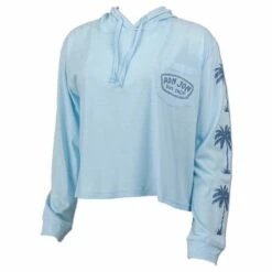 Ron Jon Juniors Palm Long Sleeve Hooded Pocket Crop Tee 9 Ron Jon Juniors Palm Long Sleeve Hooded Pocket Crop Tee -Ron Jon Surf Shop Sales d800x800 13310451081 light blue ron jon juniors palm long sleeve hooded pocket tee front
