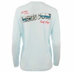 Ron Jon Juniors Greetings From Ron Jon Long Sleeve Tee -Ron Jon Surf Shop Sales d800x800 13310469081 light blue greetings from ron jon long sleeve tee back