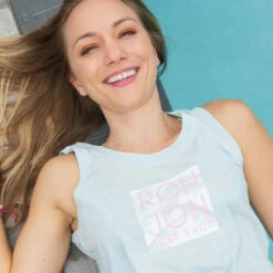 Ron Jon Juniors Palm Knotted Tank -Ron Jon Surf Shop Sales d800x800 13320680081 light blue ron jon juniors palm knotted tank top lifestyle 1