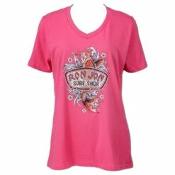 Ron Jon Juniors Koi Badge V-Neck Tee -Ron Jon Surf Shop Sales d800x800 13340843040 pink ron jon juniors koi badge v neck tee front