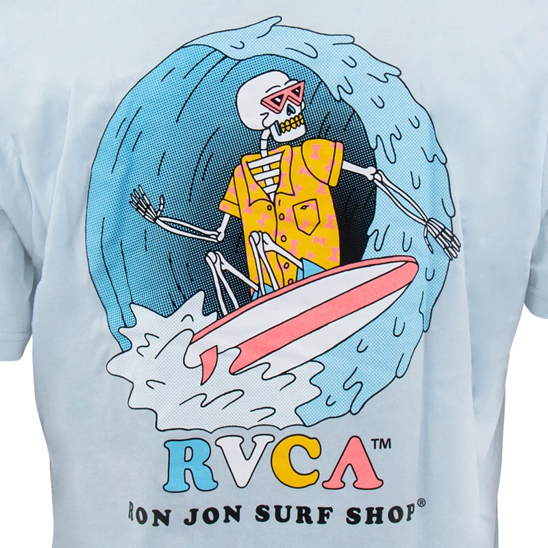 RVCA Ron Jon Light Blue Luke P Surfing Skeleton Tee 5 RVCA Ron Jon Light Blue Luke P Surfing Skeleton Tee - Image 3